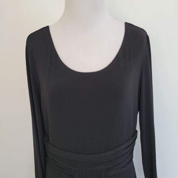 NEW Calvin Klein Black Maxi Dress Evening Stretch Jersey Long Sleeve Women 10 - Picture 4 of 12